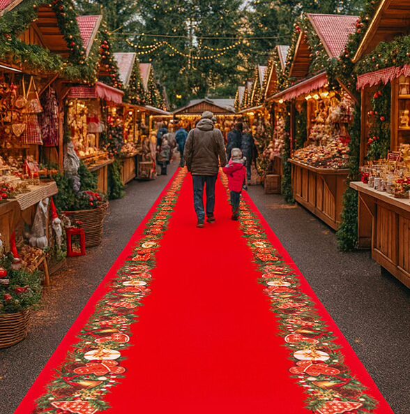 Red walkway in Christmas market